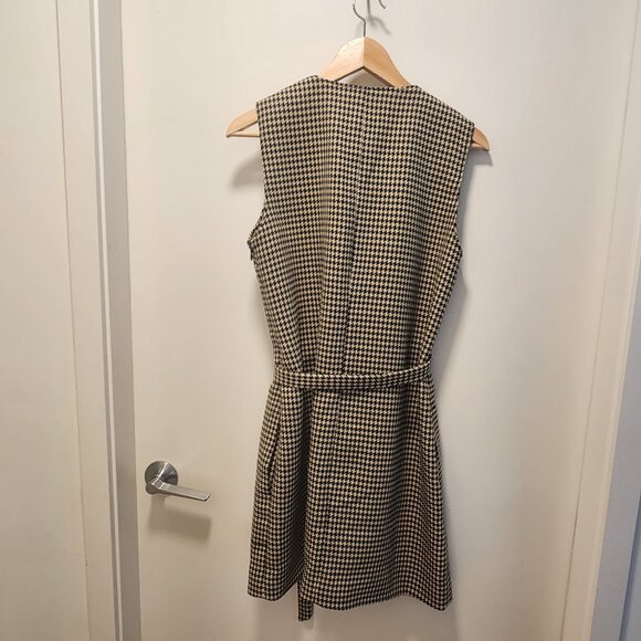 Club Monaco Houndstooth Wrap Vest Dress – Size 8 – Cream/Tan/Black – Pristine - Picture 2 of 2